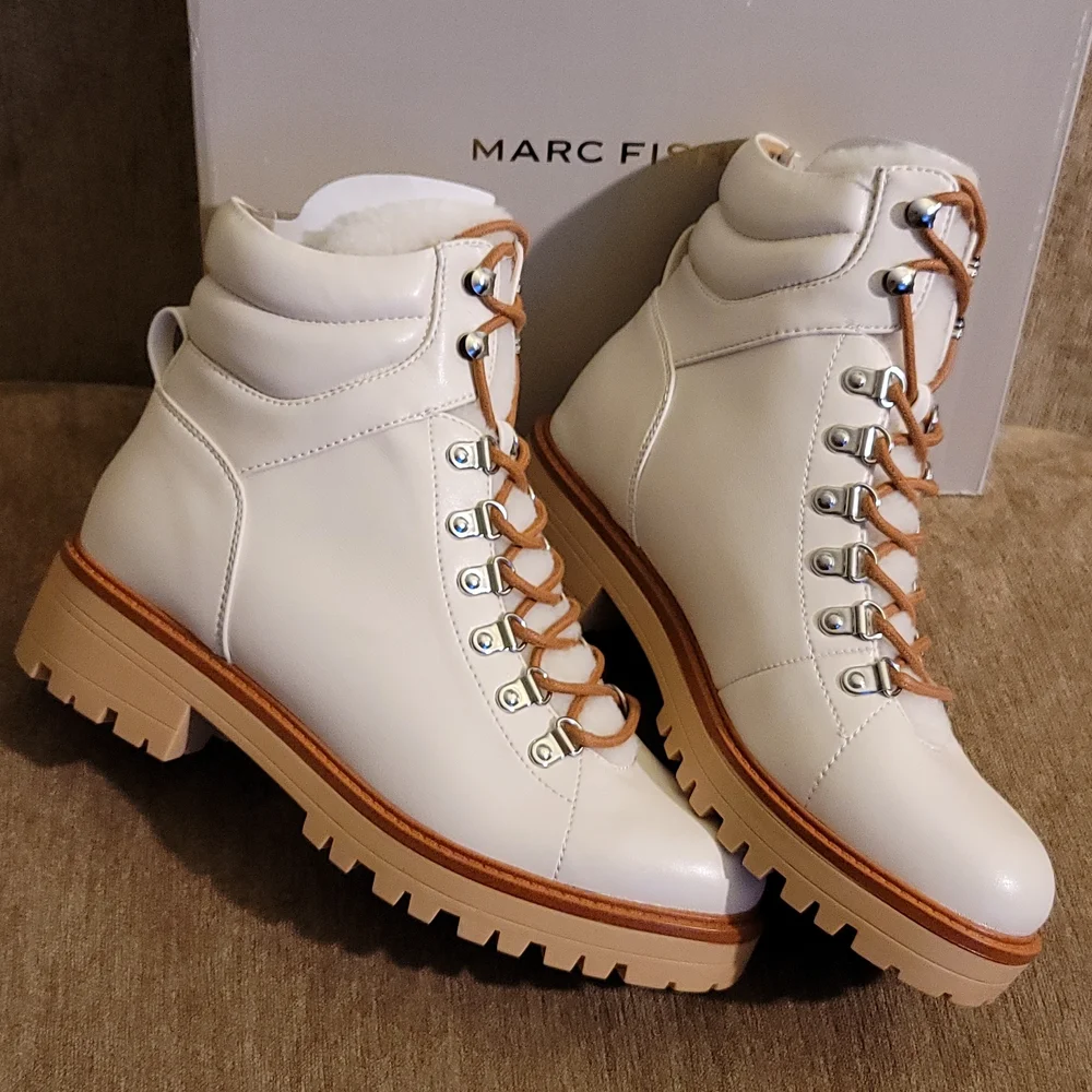 Marc Fisher MALLIE Lug Sole Sherpa Booties - Picture 2 of 16